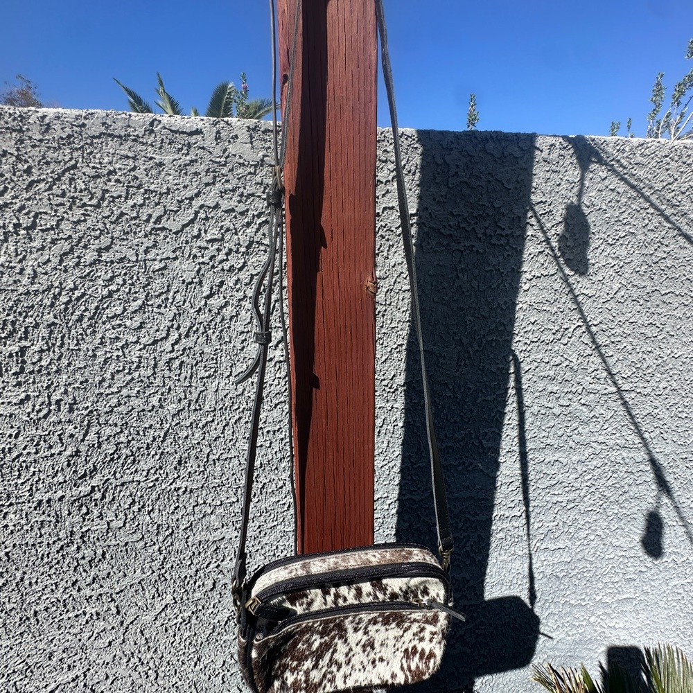 Women’s Cowhide Crossbody Bag in Brown and White